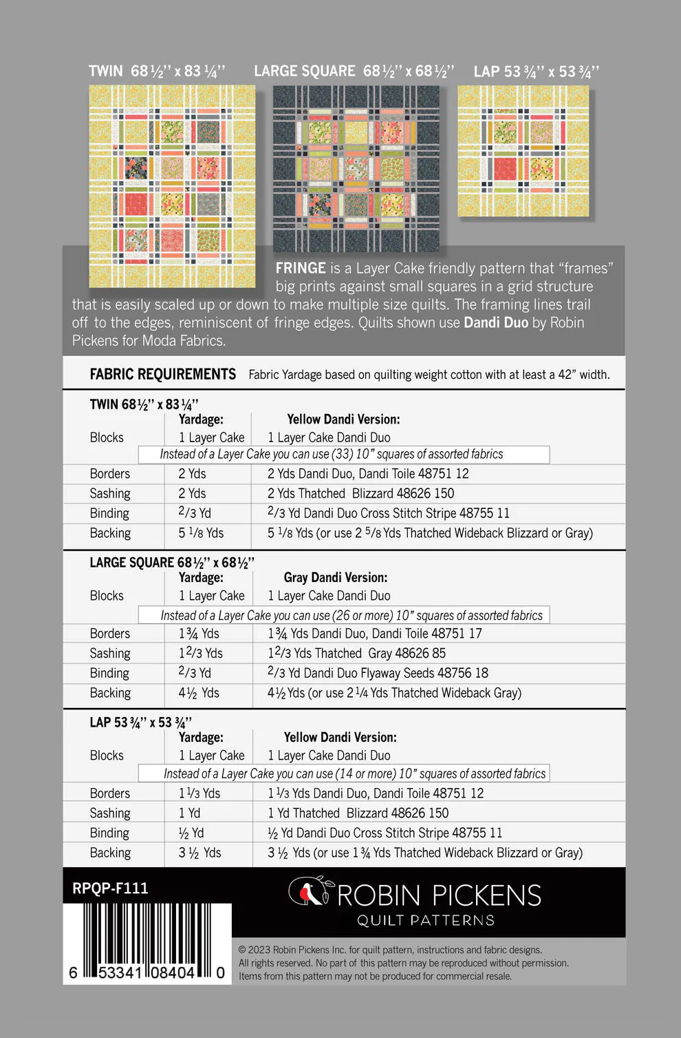 Paper Quilt Pattern - Fringe