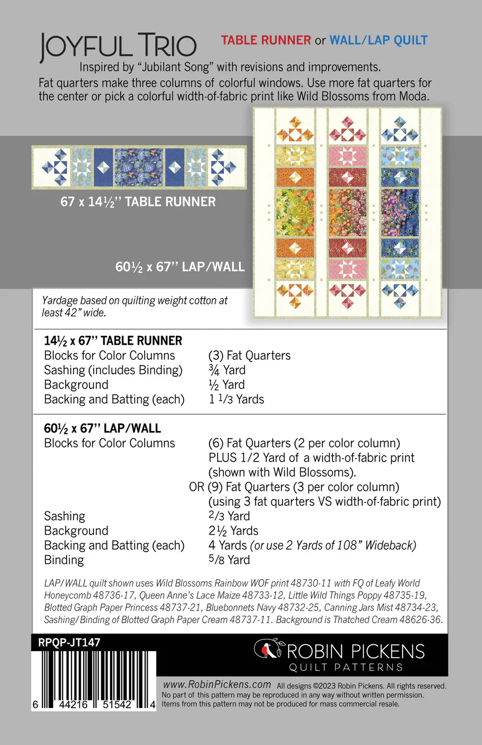 Paper Quilt Pattern - Joyful Trio