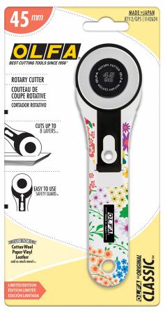 OLFA 45mm Printed Handle Rotary Cutter - Black Rabbit Fabric Inc.