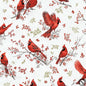 Hoffman Berries and Birch Tossed Cardinals - Ice/Silver - Black Rabbit Fabric Inc.