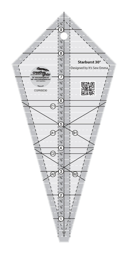 Creative Grids Quilt Ruler Starburst 30 Degree Triangle 9-1/2in