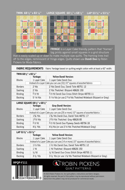 Paper Quilt Pattern - Fringe