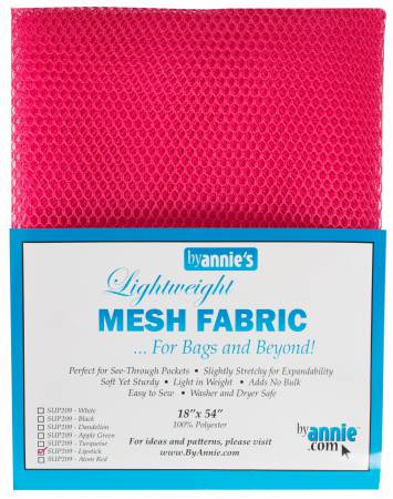 ByAnnie’s Lightweight Mesh Fabric, 18" X 54", Lipstick - Black Rabbit Fabric Inc.