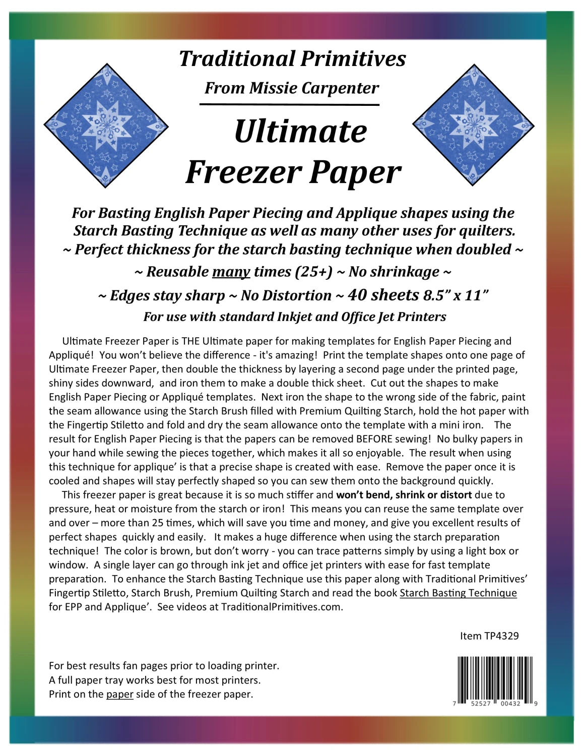 Ultimate Freezer Paper 40ct - Black Rabbit Fabric Inc.