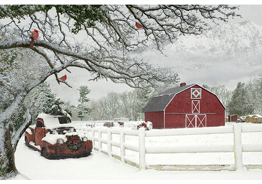 Call of the Wild Red Truck & Barn Panel 29" x 44"
