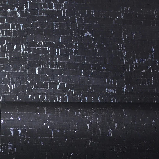 Black with Silver Fleck Cork Fabric