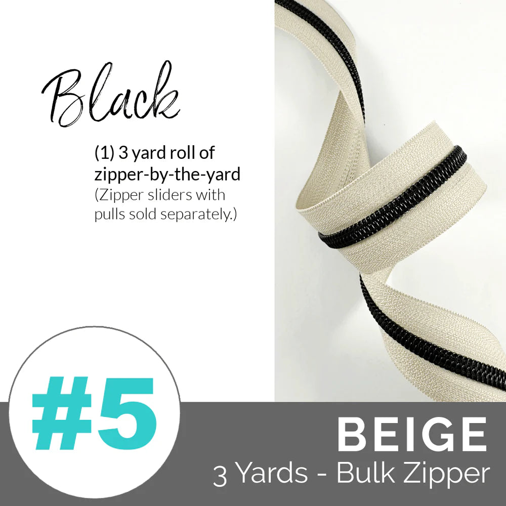 Emmaline Zippers-by-the-Yard - *SIZE#5* Beige (DOES NOT INCLUDE SLIDERS/PULLS) - Black Rabbit Fabric Inc.