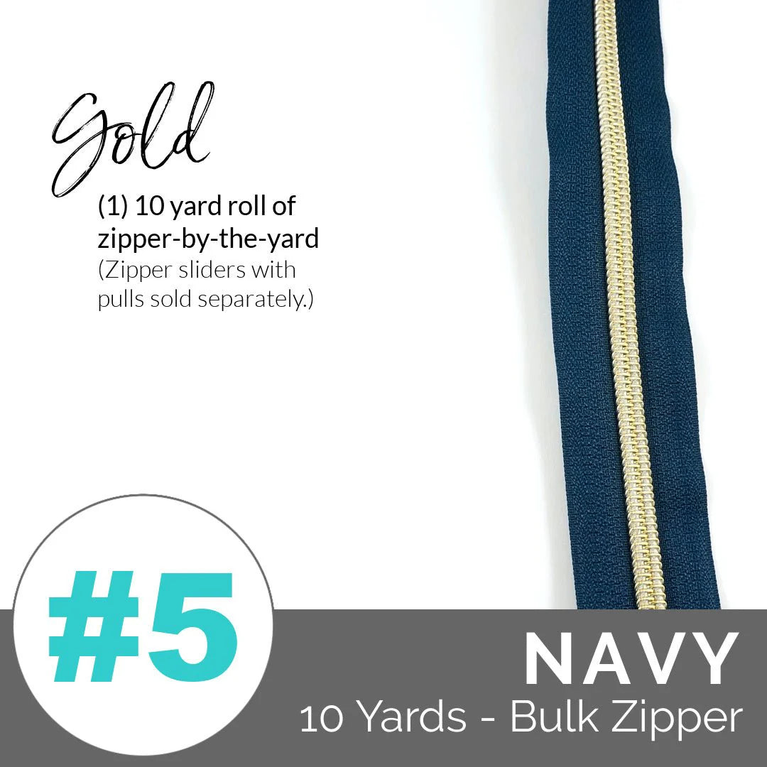 Emmaline Zippers-by-the-Yard - *SIZE#5* Navy (DOES NOT INCLUDE SLIDERS/PULLS)