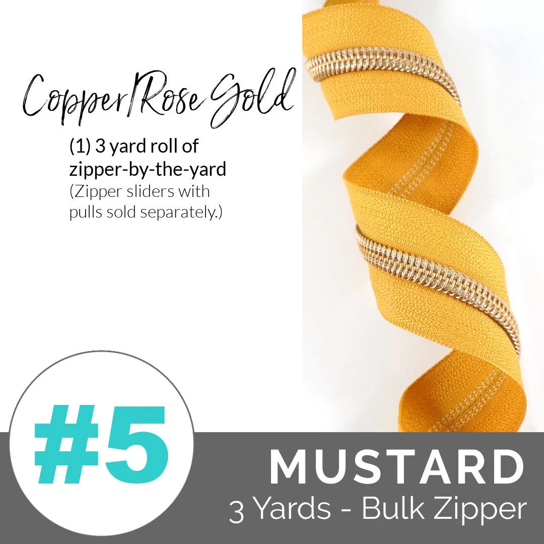 Emmaline Zippers-by-the-Yard - *SIZE#5* Mustard (DOES NOT INCLUDE SLIDERS/PULLS) - Black Rabbit Fabric Inc.