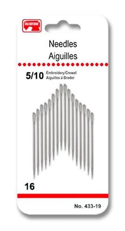 Tailorform Embroidery Needles Size 5/10, 16pcs