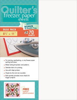 Quilter's Freezer Paper Sheets, Bonus Pack 70 Sheets (60 Sheets + 10 Sheets FREE), 8 1/2" x 11" - Black Rabbit Fabric Inc.