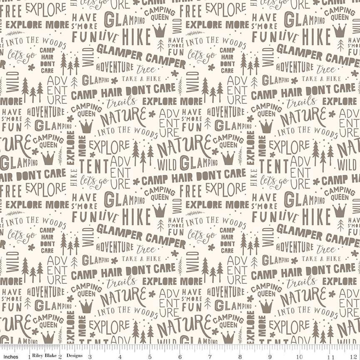 RB - Glamp Camp Camp Phrases Cream - Black Rabbit Fabric Inc.