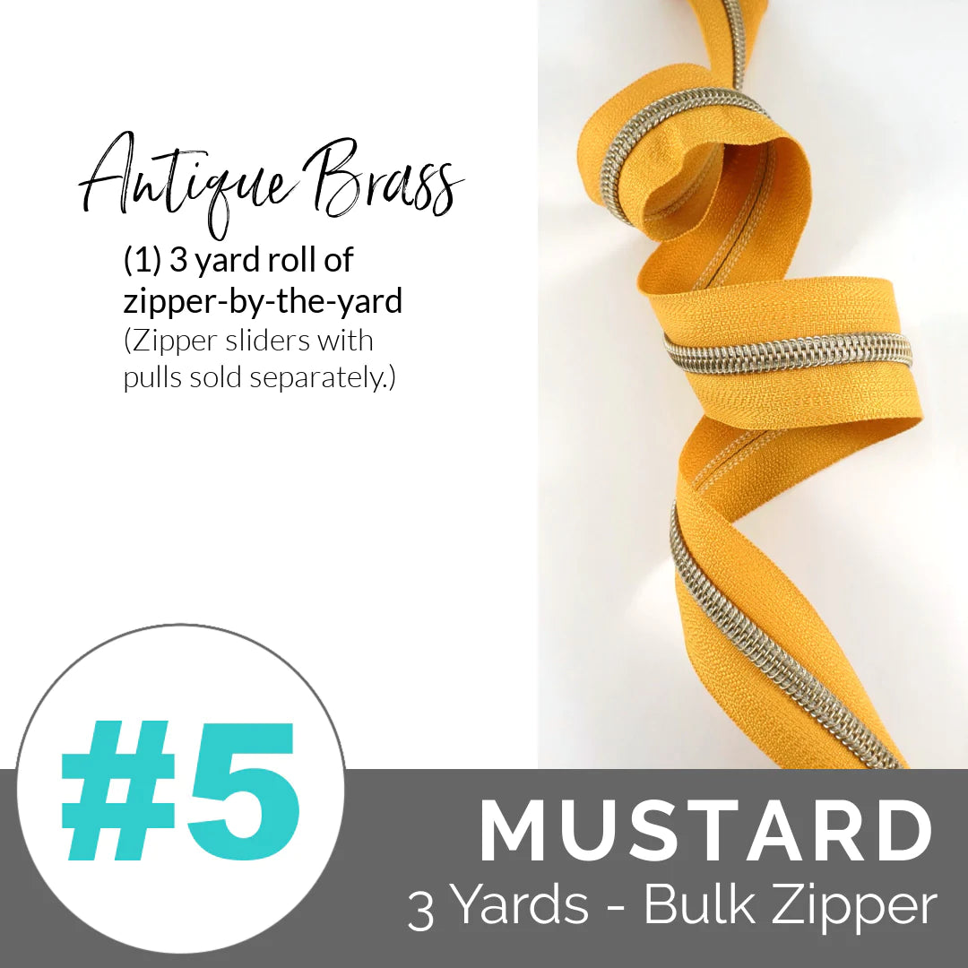 Emmaline Zippers-by-the-Yard - *SIZE#5* Mustard (DOES NOT INCLUDE SLIDERS/PULLS) - Black Rabbit Fabric Inc.