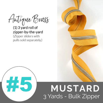 Emmaline Zippers-by-the-Yard - *SIZE#5* Mustard (DOES NOT INCLUDE SLIDERS/PULLS) - Black Rabbit Fabric Inc.