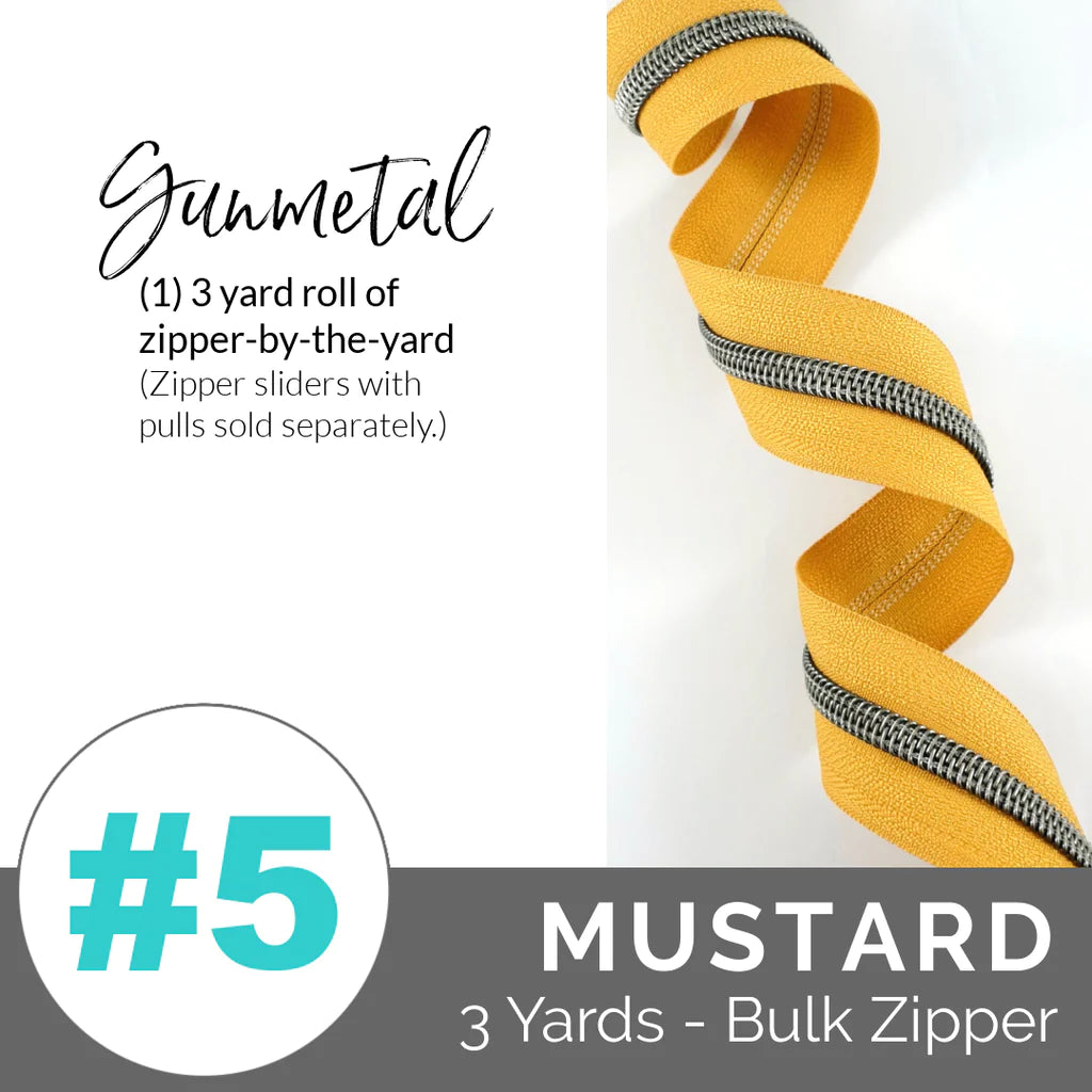 Emmaline Zippers-by-the-Yard - *SIZE#5* Mustard (DOES NOT INCLUDE SLIDERS/PULLS) - Black Rabbit Fabric Inc.