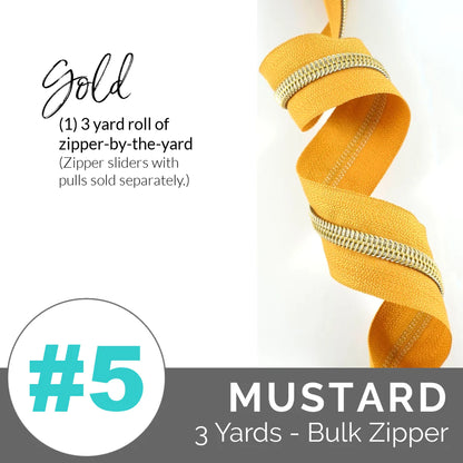 Emmaline Zippers-by-the-Yard - *SIZE#5* Mustard (DOES NOT INCLUDE SLIDERS/PULLS) - Black Rabbit Fabric Inc.