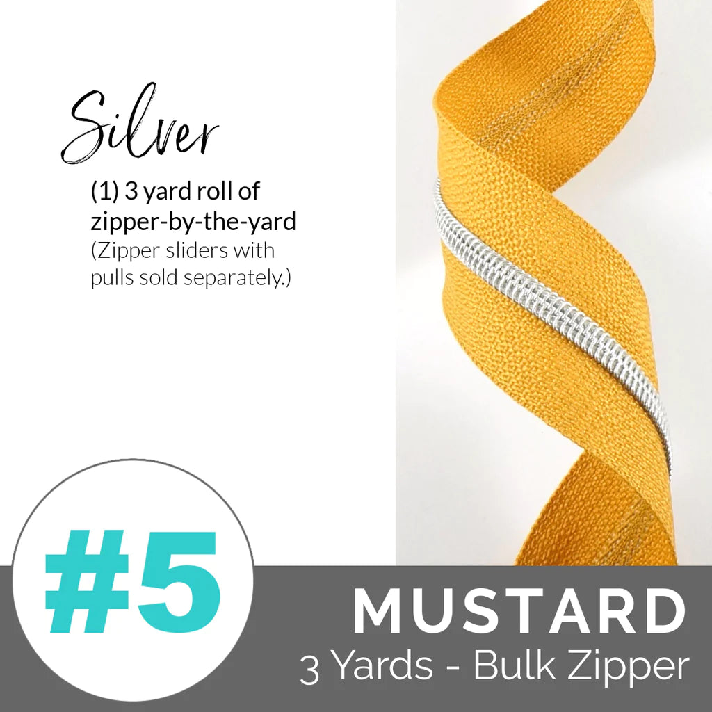 Emmaline Zippers-by-the-Yard - *SIZE#5* Mustard (DOES NOT INCLUDE SLIDERS/PULLS) - Black Rabbit Fabric Inc.