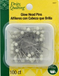 Dritz Glow Head Pins - Size 1" - Count 100 - Size 24 - Black Rabbit Fabric Inc.