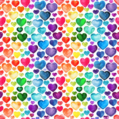 Rainbow Hearts Cotton Woven