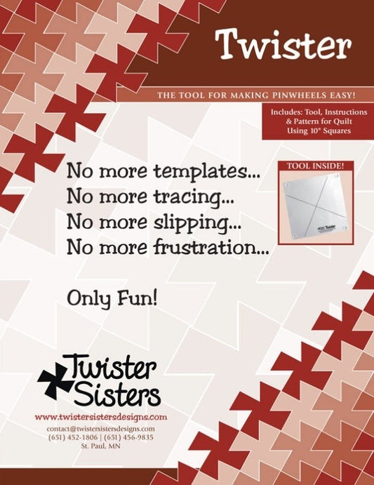 Twister Sisters Twister - Includes Tool, Instructions & Pattern for Quilt Using 10" Squares - Black Rabbit Fabric Inc.